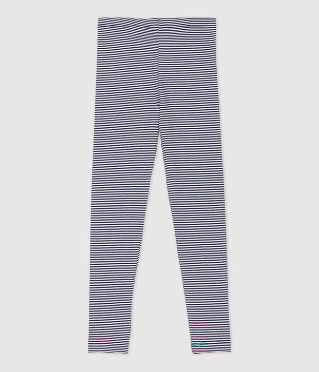 Jeggings bambina in jersey elasticizzato blu/bianco